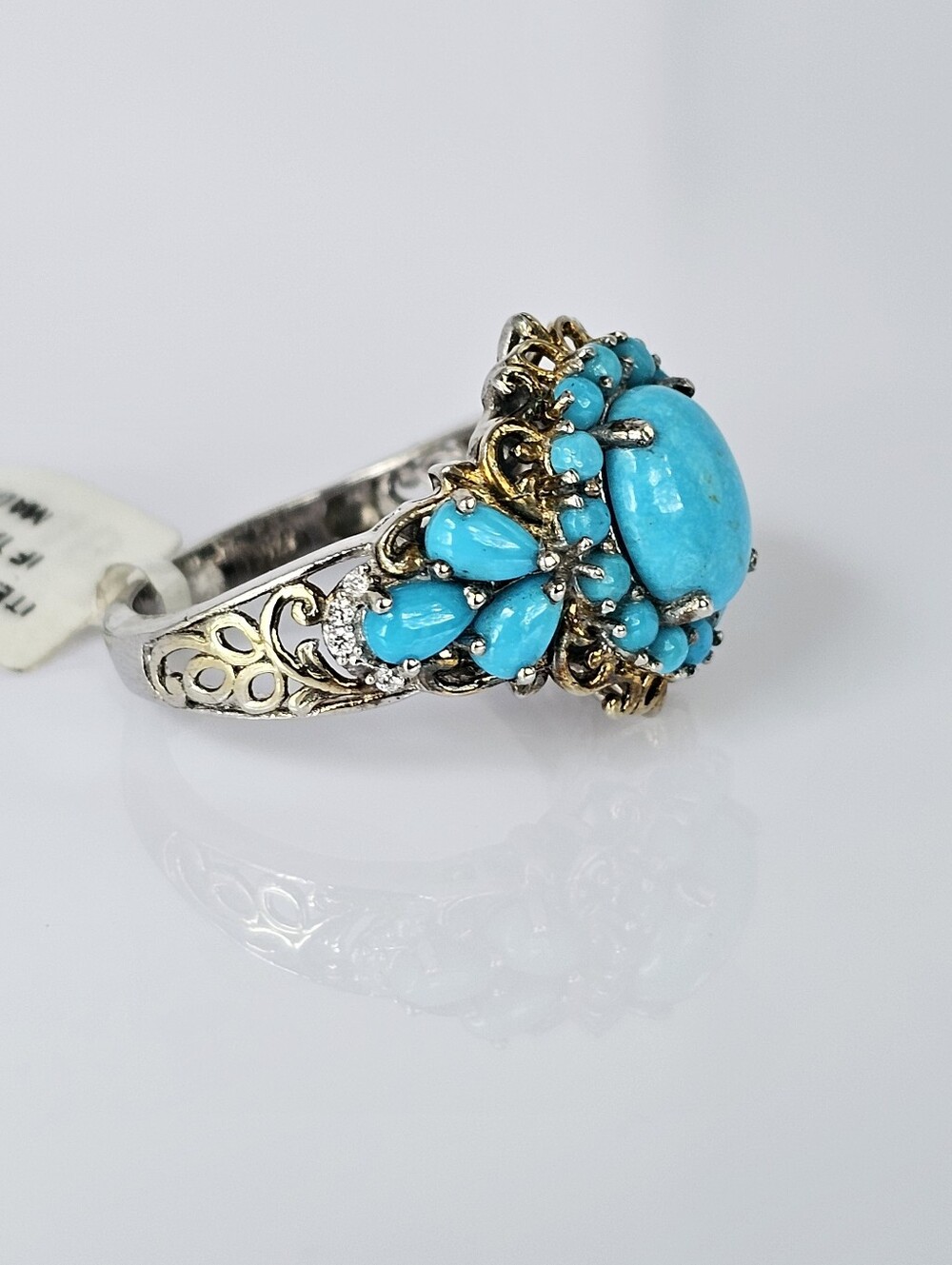 Genuine Sleeping Beauty Turquoise Ring 18K YG & 925! Sz 9! NWT - Picture 8 of 8